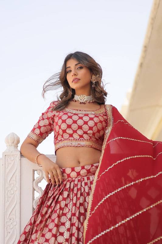Gorgeous Viscous Jacquard Wedding Wear Lehenga Choli - Ethnicwish