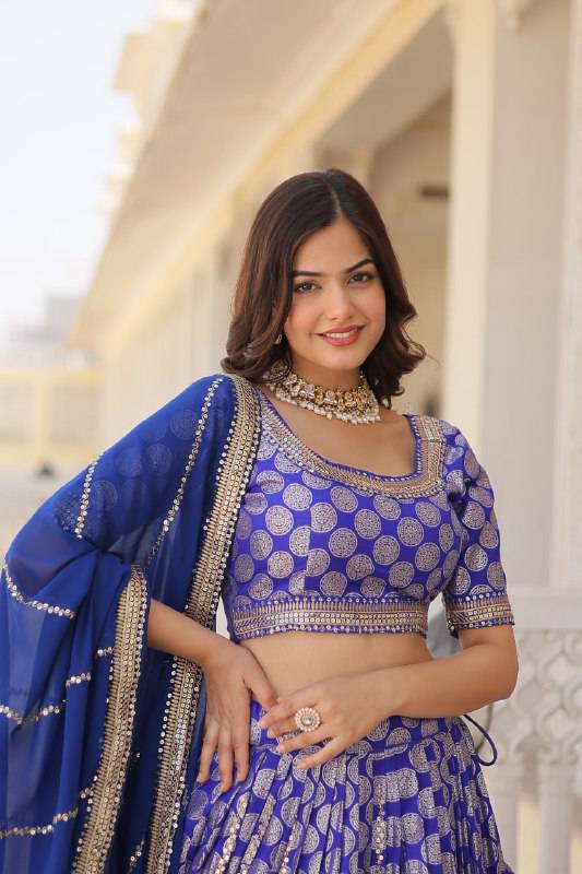 Gorgeous Viscous Jacquard Wedding Wear Lehenga Choli - Ethnicwish