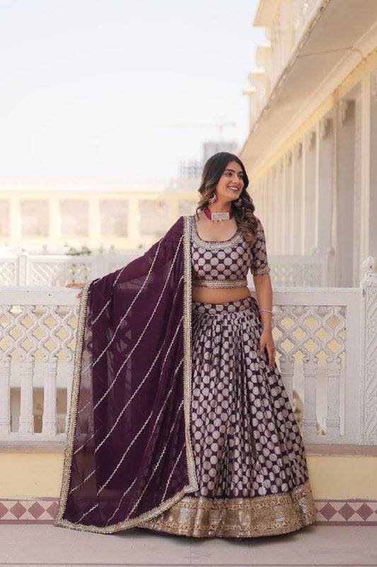 Gorgeous Viscous Jacquard Wedding Wear Lehenga Choli - Ethnicwish