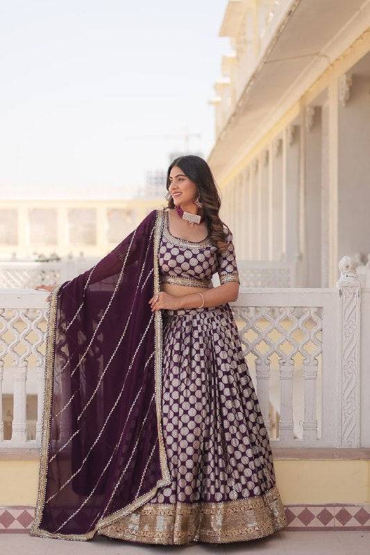 Gorgeous Viscous Jacquard Wedding Wear Lehenga Choli - Ethnicwish