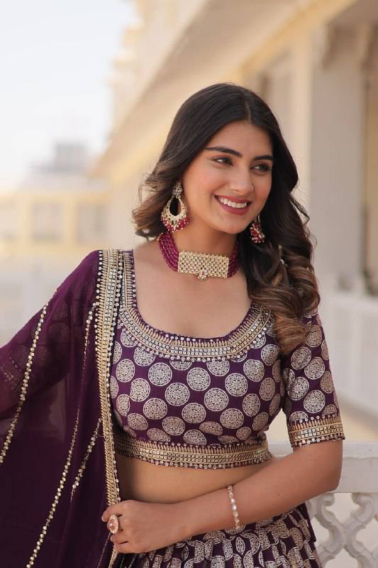 Gorgeous Viscous Jacquard Wedding Wear Lehenga Choli - Ethnicwish