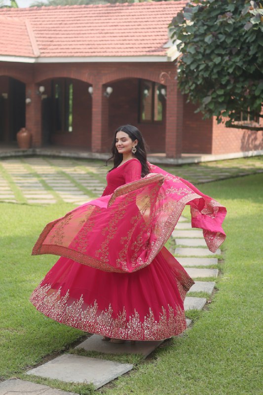 Hypnotic Faux Georgette Multi Sequins Worked Festive Wear Gown - Ethnicwish