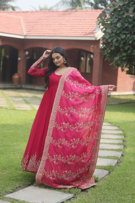 Hypnotic Faux Georgette Multi Sequins Worked Festive Wear Gown - Ethnicwish