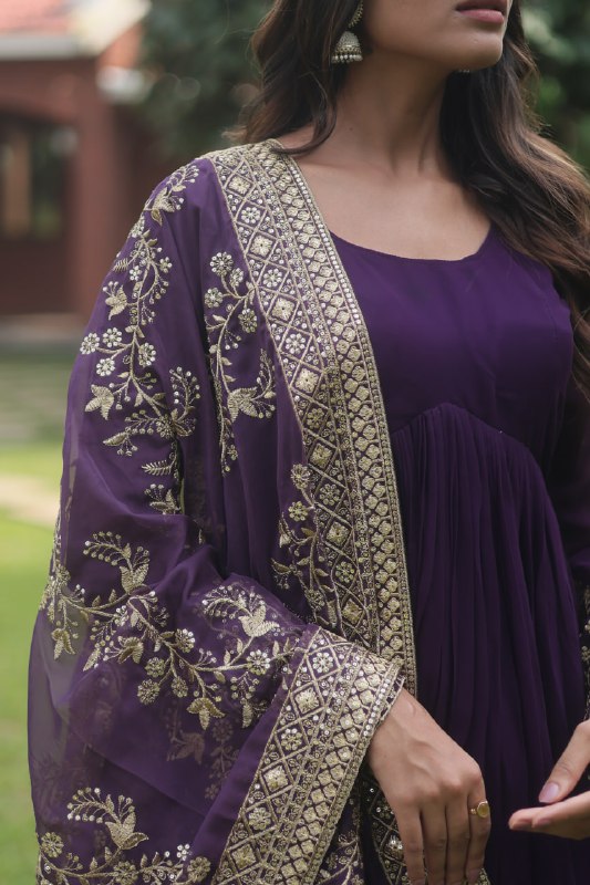 Hypnotic Faux Georgette Multi Sequins Worked Festive Wear Gown - Ethnicwish