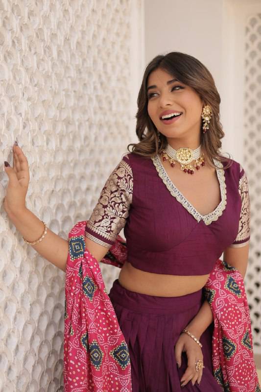 Stunning Viscous Jacquard Sequins Embroidered Lehenga Choli - Ethnicwish