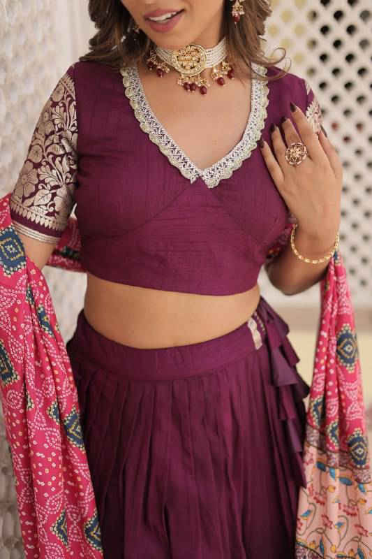 Stunning Viscous Jacquard Sequins Embroidered Lehenga Choli - Ethnicwish