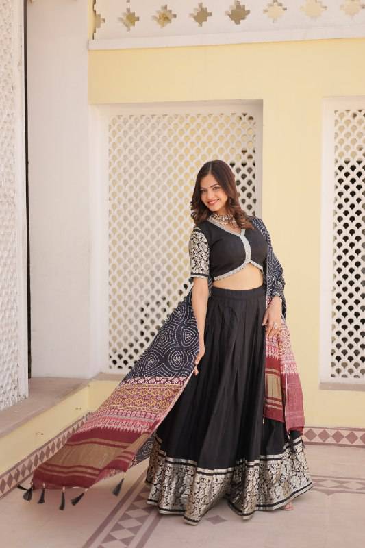 Stunning Viscous Jacquard Sequins Embroidered Lehenga Choli - Ethnicwish