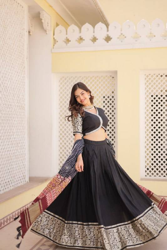 Stunning Viscous Jacquard Sequins Embroidered Lehenga Choli - Ethnicwish