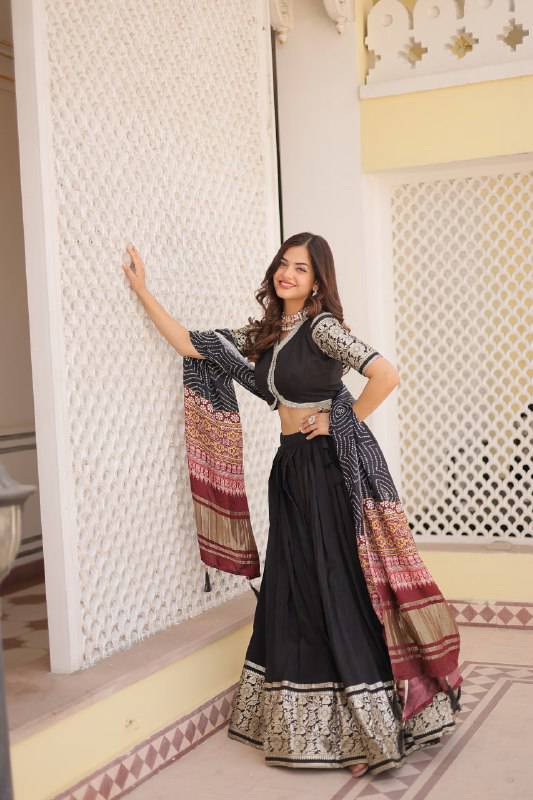 Stunning Viscous Jacquard Sequins Embroidered Lehenga Choli - Ethnicwish