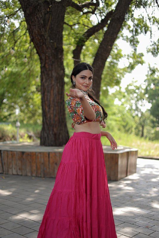 Glorious Navratri Wear Rayon Ruffle Fully Stitched Lehenga Choli - Ethnicwish