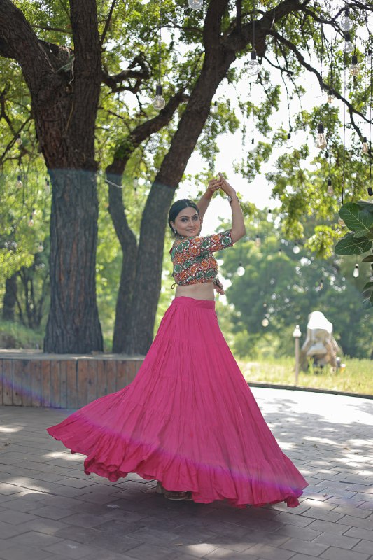 Glorious Navratri Wear Rayon Ruffle Fully Stitched Lehenga Choli - Ethnicwish