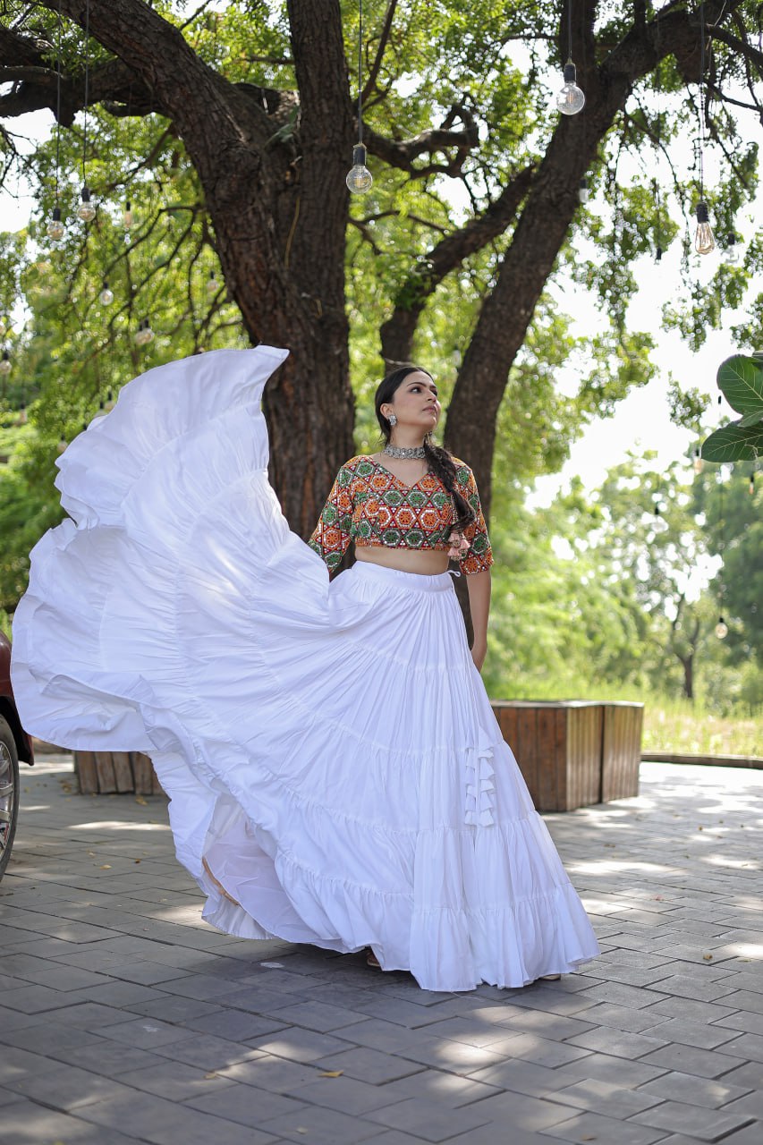 Glorious Navratri Wear Rayon Ruffle Fully Stitched Lehenga Choli - Ethnicwish