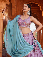 ROYAL LAVENDER RANGOLI SILK LEHENGA SET