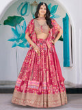 Pink Multicolor Printed Lehenga Choli with Designer Blouse & Dupatta