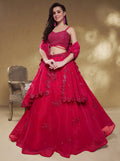 Elegant Rani Pink Embroidered Lehenga Choli with Dupatta