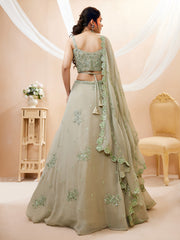 Elegant Pista Green Embroidered Lehenga Choli with Dupatta