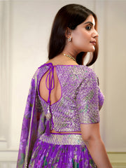 Purple Floral Embroidered Lehenga Choli with Designer Dupatta