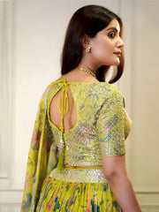 Yellow Floral Embroidered Lehenga Choli with Designer Dupatta
