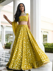 OLIVE Floral Embroidered Lehenga Choli with Dupatta