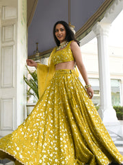 OLIVE Floral Embroidered Lehenga Choli with Dupatta