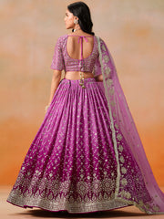 Magenta Pink Lehenga Choli with Gold Floral Embroidery and Matching Dupatta