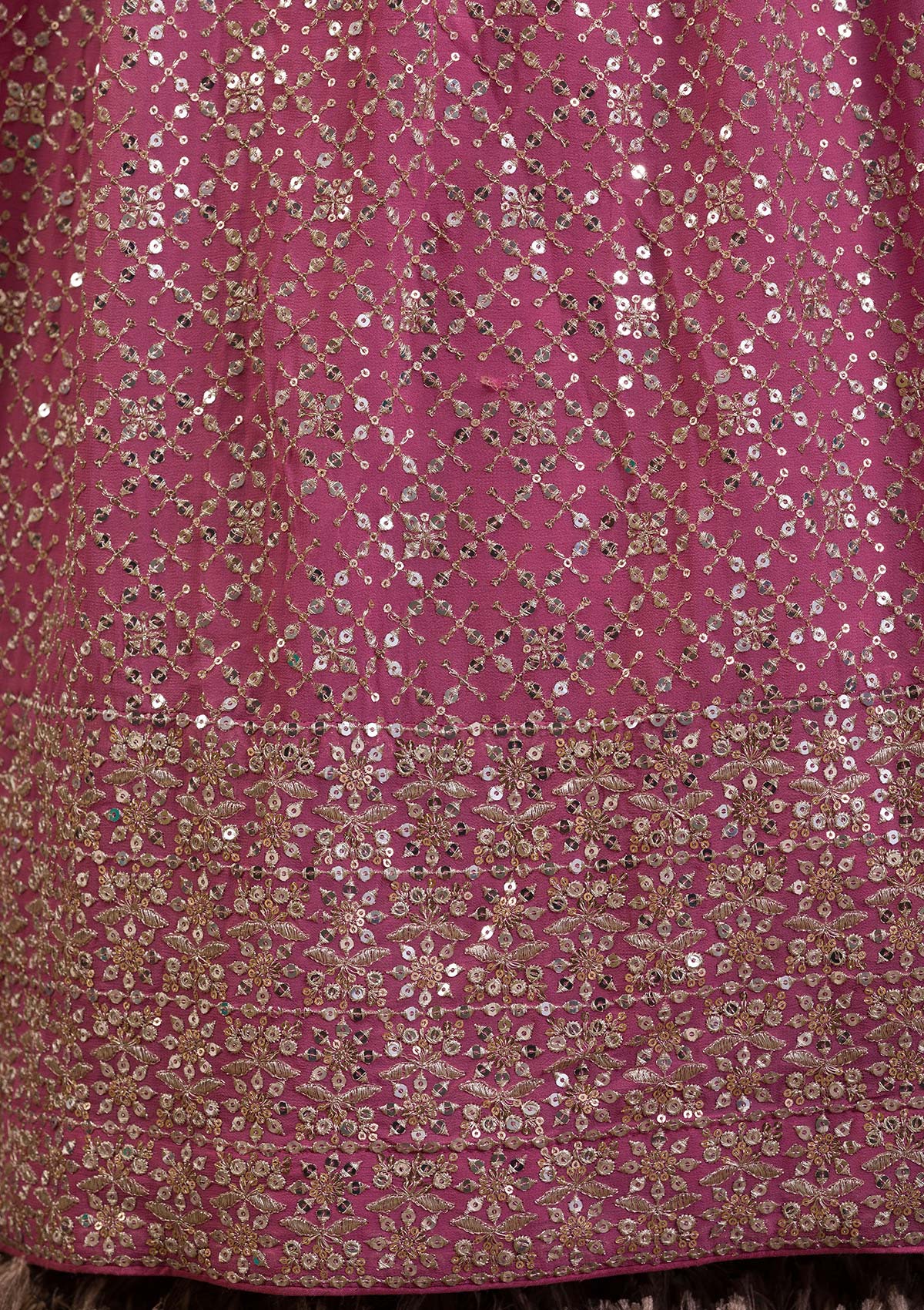Elegant Dusty Pink Sequined Lehenga Choli with Embroidered Dupatta