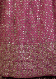 Elegant Dusty Pink Sequined Lehenga Choli with Embroidered Dupatta