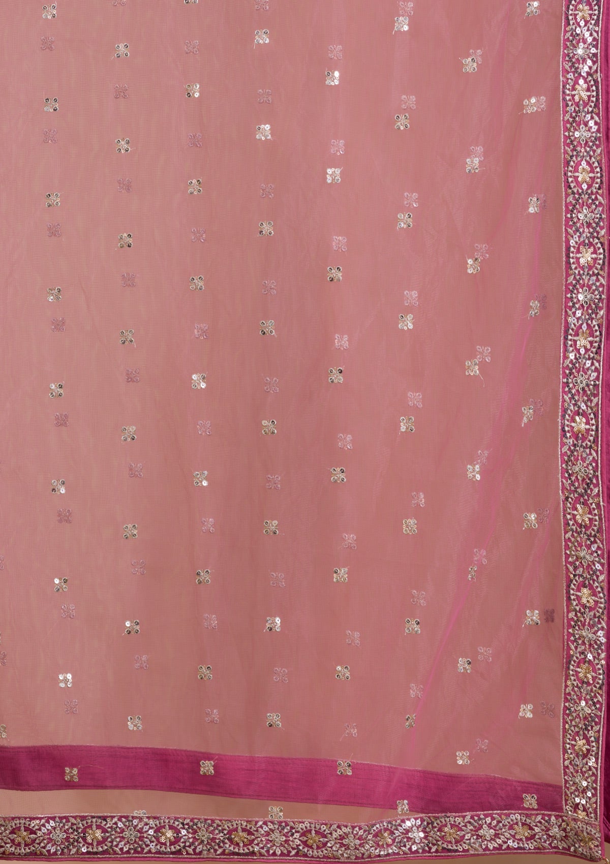 Elegant Dusty Pink Sequined Lehenga Choli with Embroidered Dupatta