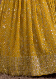 Mustard Yellow Sequin Lehenga Choli with Embellished Dupatta