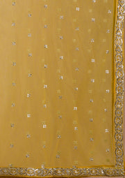 Mustard Yellow Sequin Lehenga Choli with Embellished Dupatta