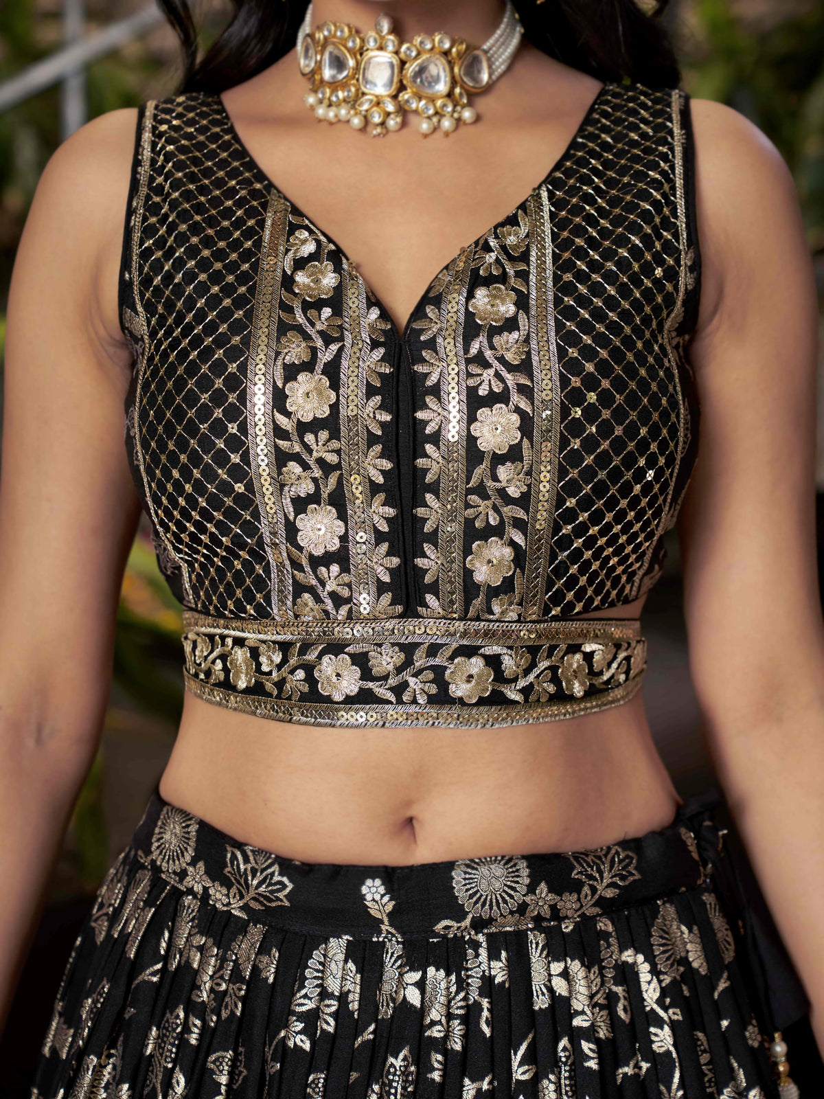 Black Silver Embroidered Bridal Lehenga Choli with Dupatta
