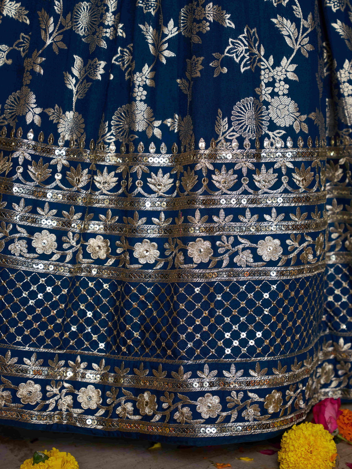Royal Blue Silver Embroidered Lehenga Choli with Dupatta