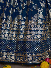 Royal Blue Silver Embroidered Lehenga Choli with Dupatta