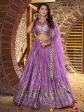 Lavender Purple Embroidered Lehenga Choli with Dupatta
