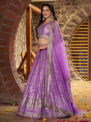 Lavender Purple Embroidered Lehenga Choli with Dupatta