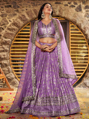 Lavender Purple Embroidered Lehenga Choli with Dupatta