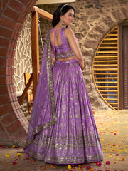 Lavender Purple Embroidered Lehenga Choli with Dupatta