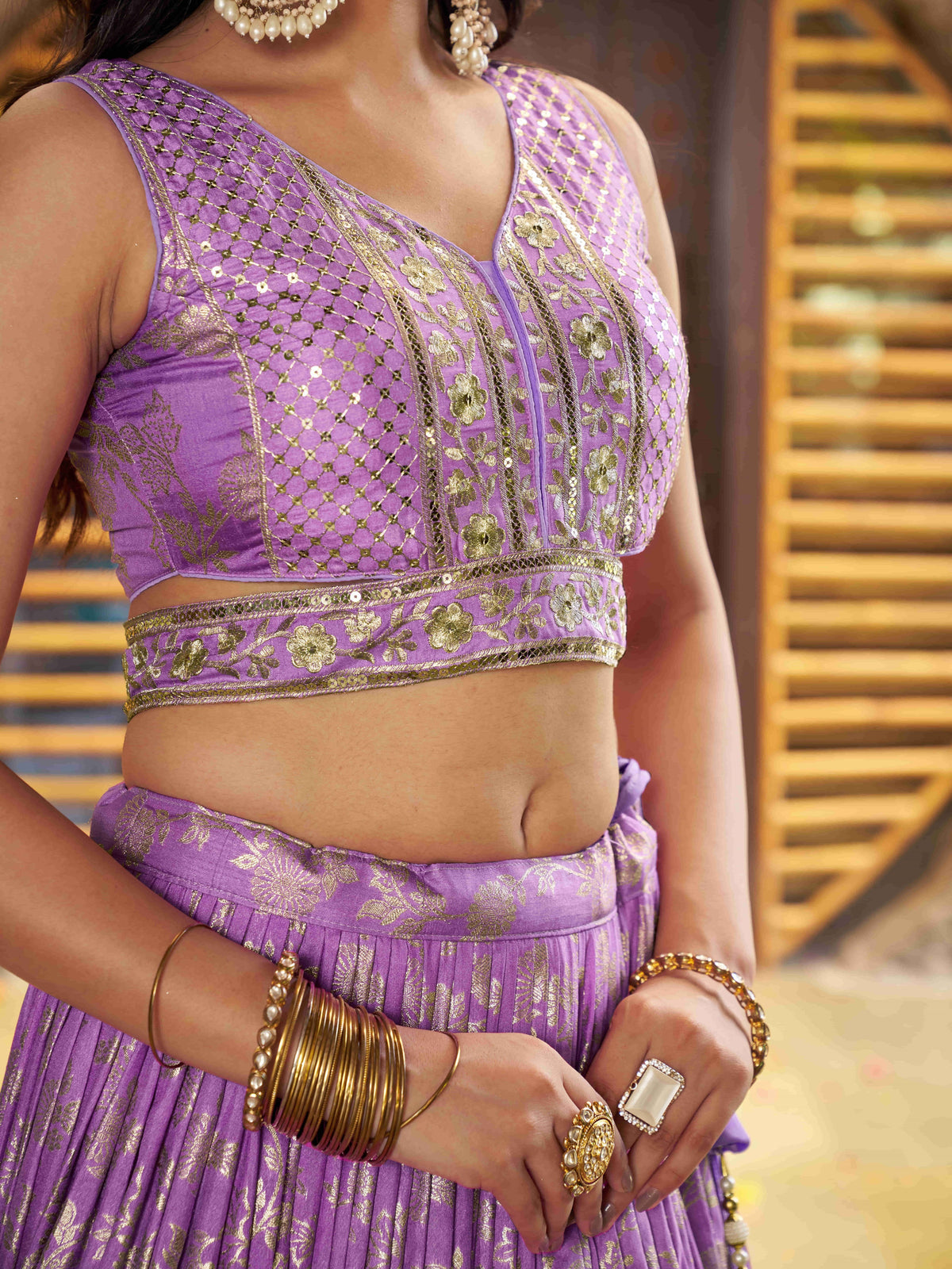 Lavender Purple Embroidered Lehenga Choli with Dupatta