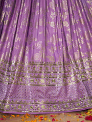 Lavender Purple Embroidered Lehenga Choli with Dupatta
