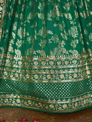 Rama Green Floral Embroidered Bridal Lehenga Choli with Dupatta