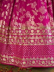 Rani Pink Floral Embroidered Bridal Lehenga Choli with Dupatta
