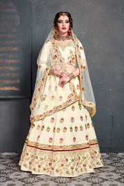 Ivory White and Gold Embroidered Bridal Lehenga Choli with Dupatta