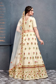 Ivory White and Gold Embroidered Bridal Lehenga Choli with Dupatta
