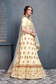 Ivory White and Gold Embroidered Bridal Lehenga Choli with Dupatta