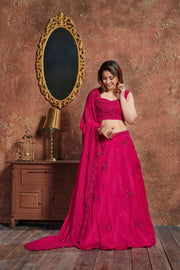 Rani Pink Embellished Lehenga Choli with Matching Dupatta