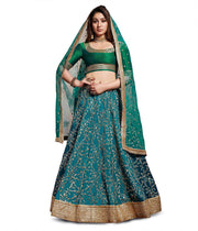TURQUOISE Bridal Lehenga Choli with Gold Embroidery