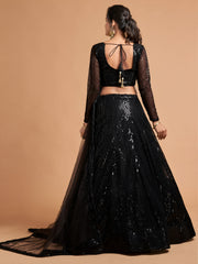 Black Sequins Lehenga Choli with Sheer Dupatta – Party Wear
