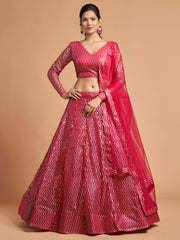 Rani Pink Sequin Embroidered Lehenga Choli with Dupatta