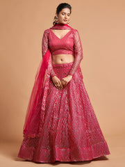 Rani Pink Sequin Embroidered Lehenga Choli with Dupatta