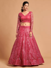 Rani Pink Sequin Embroidered Lehenga Choli with Dupatta